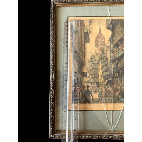 Vintage Etching Frankfurt Germanys Mainfest Scene August 2 Signed Artist Unknown - Picture 4 of 6
